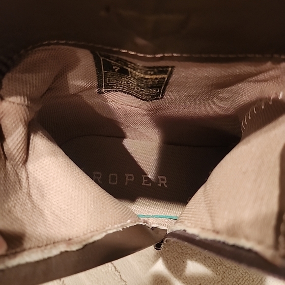 Roper western boot slouch distressed appearance short inside zip textile sz 7 - Picture 9 of 13